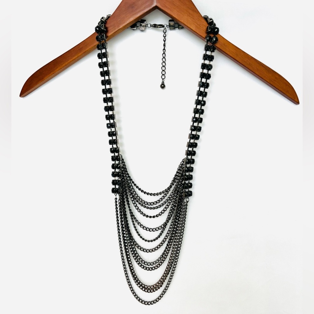 Black Layered Jewel Necklace